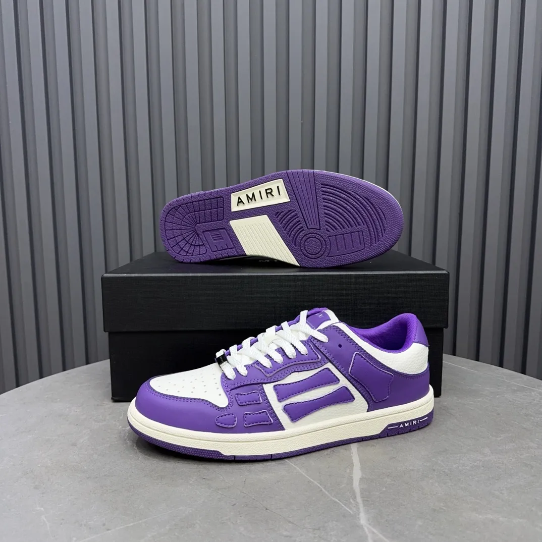 Men's men's shoes 💰600 AMIRI high street sneakers with bone sports shoes, toe layer cowhide upper, upper side bones, hand-stitched, good three-dimensional effect, customized metal LOGO, size 38-45 46